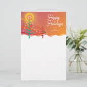 Kleurrijke kerstbomen Chicks Holiday Stationery Briefpapier (Staand voorkant)