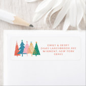 Kleurrijke Kerstbomen Custom Return Adres Etiket (Insitu)