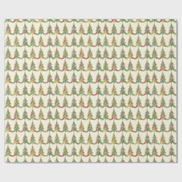 Kleurrijke Kerstbomen Feestelijk Cadeaupapier