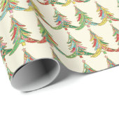 Kleurrijke Kerstbomen Feestelijk Cadeaupapier (Rol Hoek)