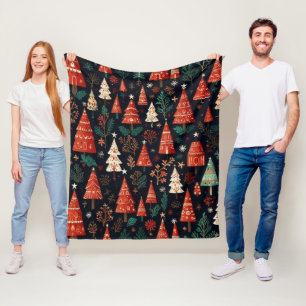 Kleurrijke kerstbomen fleece deken