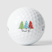 Kleurrijke Kerstbomen Gepersonaliseerde Callaway Golfballen (Voorkant)