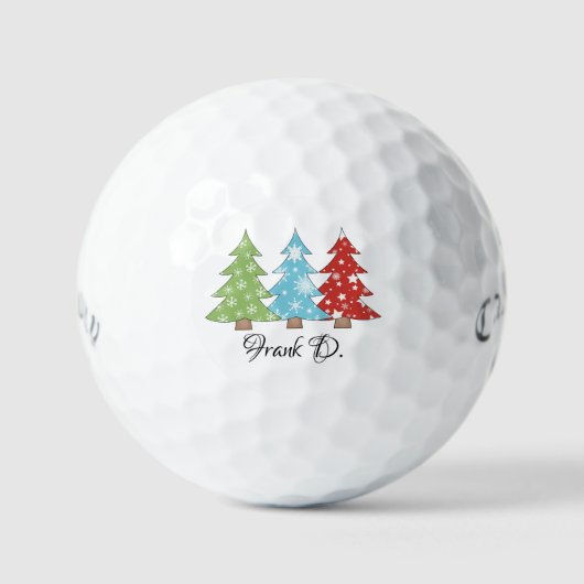 Kleurrijke Kerstbomen Gepersonaliseerde Callaway Golfballen (Voorkant)