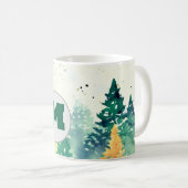 Kleurrijke kerstbomen in boswaterkleur koffiemok (Voorkant rechts)