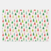 Kleurrijke kerstbomen inpakpapier vel (Voorkant)