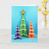 Kleurrijke Kerstbomen Kaart (Gele Bloem)