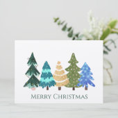 Kleurrijke kerstbomen Kraft Paper Holiday Kaart (Staand voorkant)