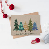 Kleurrijke kerstbomen Kraft Paper Holiday Kaart