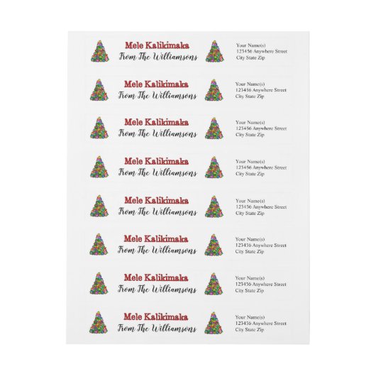 Kleurrijke kerstbomen Mele Kalikimaka Adres (Vel)