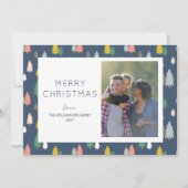 Kleurrijke kerstbomen Moderne Aangepaste foto Feestdagenkaart (Voorkant)