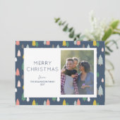 Kleurrijke kerstbomen Moderne Aangepaste foto Feestdagenkaart (Staand voorkant)