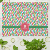 Kleurrijke Kerstbomen Monogram Naam | Vakantie Theedoek (Gevouwen)