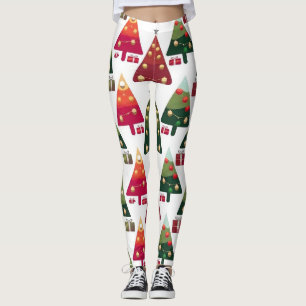 Kleurrijke kerstbomen Naadloos Patroon Leggings