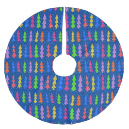 Kleurrijke kerstbomen op blauw kerstboom rok