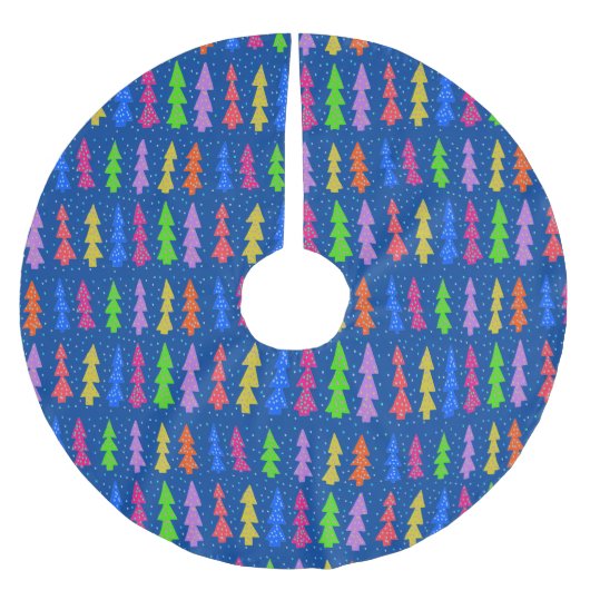Kleurrijke kerstbomen op blauw kerstboom rok (Voorkant)