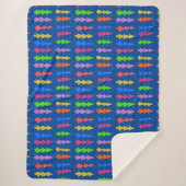 Kleurrijke kerstbomen op blauw sherpa deken (Voorkant)