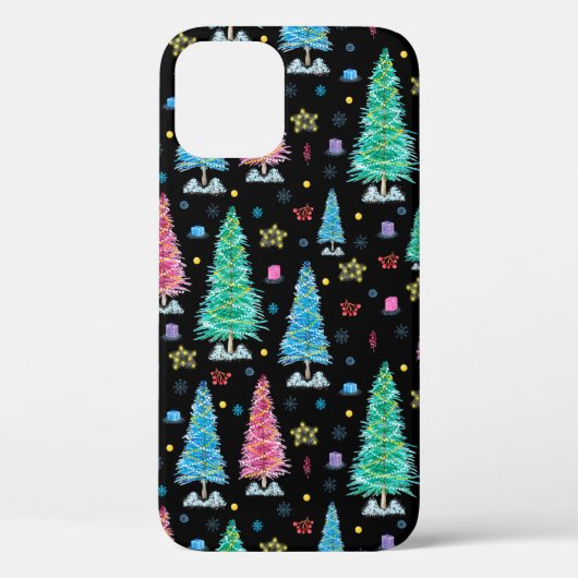 Kleurrijke kerstbomen op kerstavond Case-Mate iPhone case (Achterkant)