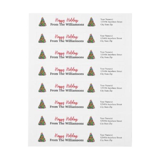 Kleurrijke kerstbomen op wit retouradres (Vel)