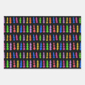 Kleurrijke kerstbomen op zwart inpakpapier vel (Voorkant 3)