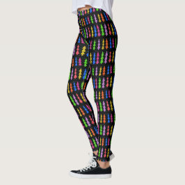 Kleurrijke kerstbomen op zwart leggings