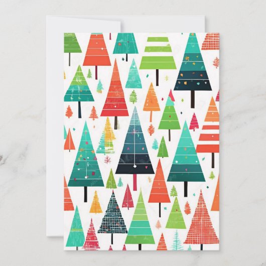 Kleurrijke Kerstbomen Patroon Bedankkaart (Voorkant)