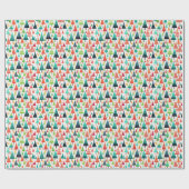 Kleurrijke Kerstbomen Patroon Cadeaupapier (Vlak)