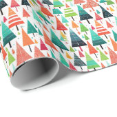 Kleurrijke Kerstbomen Patroon Cadeaupapier (Rol Hoek)
