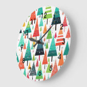 Kleurrijke Kerstbomen Patroon Grote Klok (Hoek)
