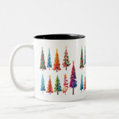 Kleurrijke kerstbomen tweekleurige koffiemok (Links)