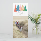 Kleurrijke Kerstbomen Verticaal 2 Fotofamilie Kaart (Staand voorkant)