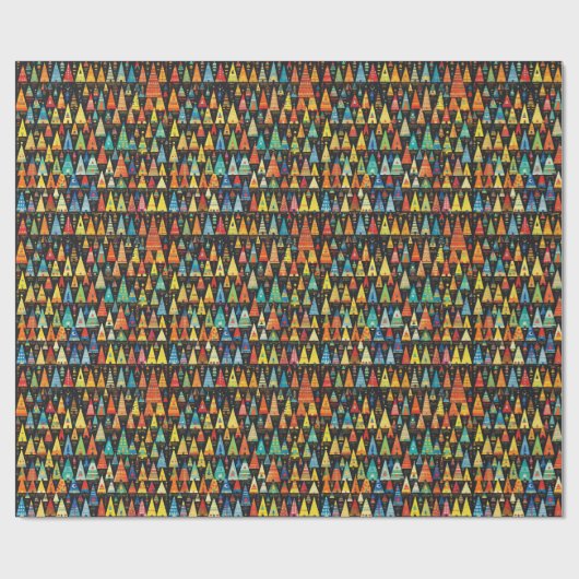 Kleurrijke kerstbomen Xmas Cadeaupapier (Vlak)