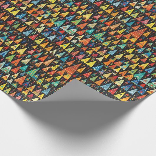 Kleurrijke kerstbomen Xmas Cadeaupapier (Hoek)