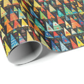 Kleurrijke kerstbomen Xmas Cadeaupapier (Rol Hoek)