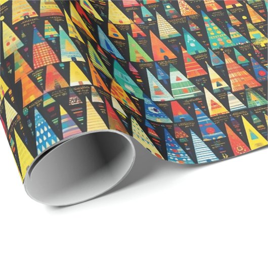 Kleurrijke kerstbomen Xmas Cadeaupapier (Rol Hoek)