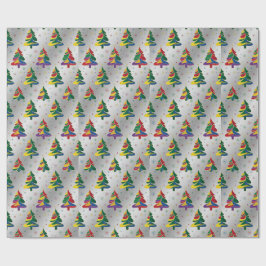 Kleurrijke Kerstbomen Xmas Cadeaupapier