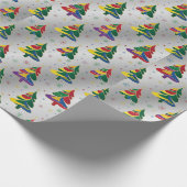 Kleurrijke Kerstbomen Xmas Cadeaupapier (Hoek)