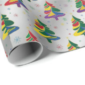 Kleurrijke Kerstbomen Xmas Cadeaupapier (Rol Hoek)