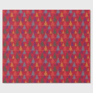 Kleurrijke Kerstbomen Xmas Rood Cadeaupapier