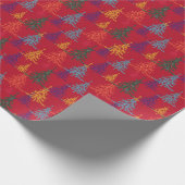 Kleurrijke Kerstbomen Xmas Rood Cadeaupapier (Hoek)