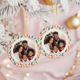 Kleurrijke Kerstboom 2-zijdige Foto Keramisch Ornament