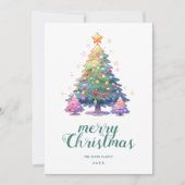 Kleurrijke kerstboom begroeting feestdagenkaart (Voorkant)