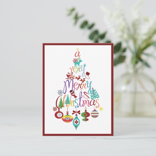 Kleurrijke kerstboom Briefkaart (Staand voorkant)