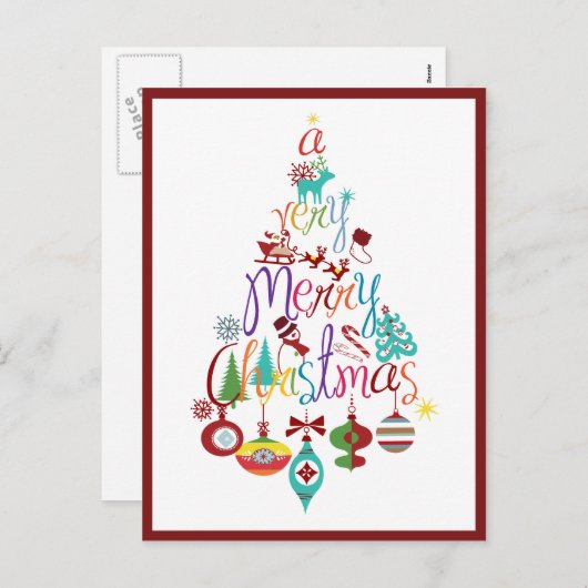 Kleurrijke kerstboom Briefkaart (Voorkant / Achterkant)