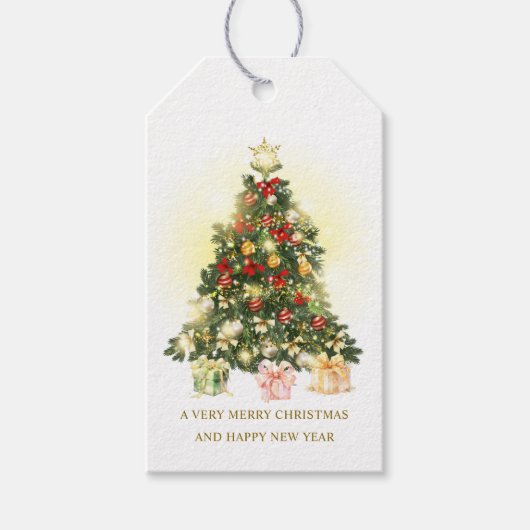 Kleurrijke kerstboom cadeau Label Cadeaulabel (Voorkant)