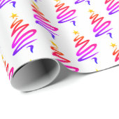 Kleurrijke kerstboom cadeaupapier (Rol Hoek)