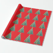 Kleurrijke Kerstboom Cadeaupapier (Uitgerold)