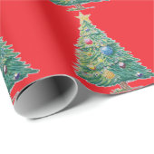 Kleurrijke Kerstboom Cadeaupapier (Rol Hoek)