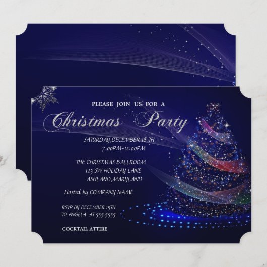 Kleurrijke kerstboom, CorporateKerstparty Kaart (Voorkant / Achterkant)