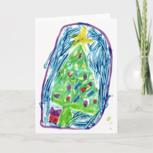 Kleurrijke Kerstboom Feestdagen Kaart (Voorkant)