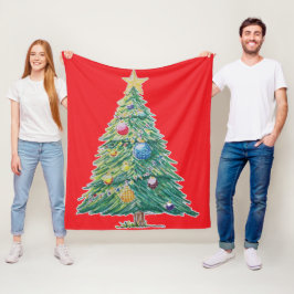 Kleurrijke Kerstboom Fleece Deken